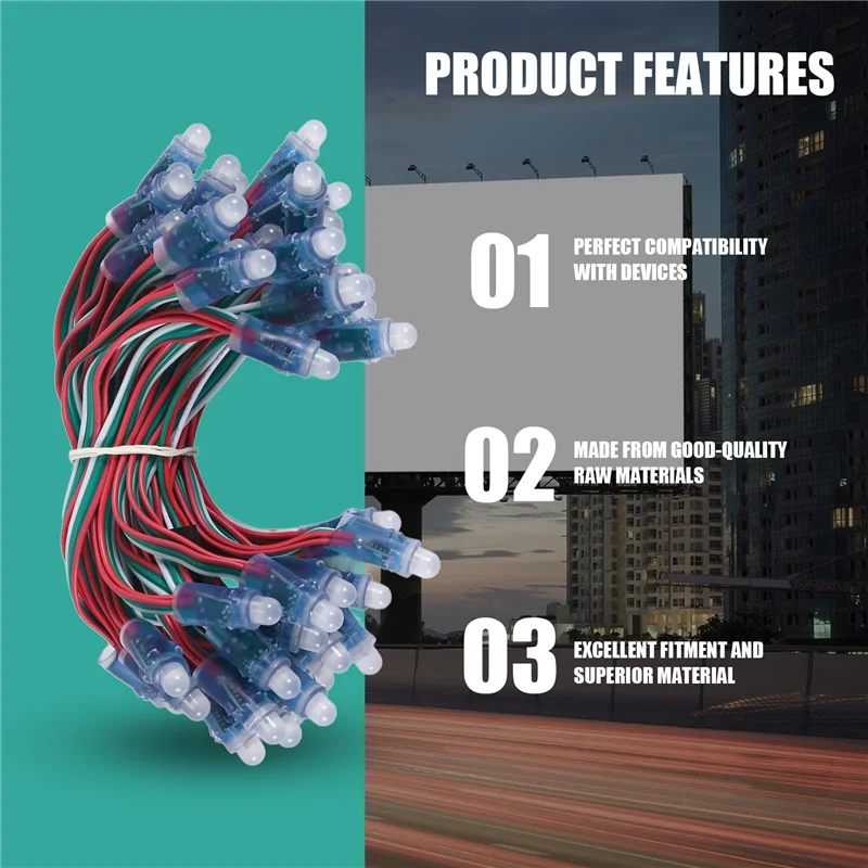 LICE-50Pcs ws2811 led pixel light string publicidade derramando à prova dwaterproof água cor cheia luz perfurada 12mm dc 5v