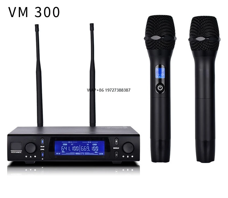 

Прямые поставки с завода: полностью металлический беспроводной микрофон VM-300 (один передатчик, два приемника) для выступлений, дома и бизнеса