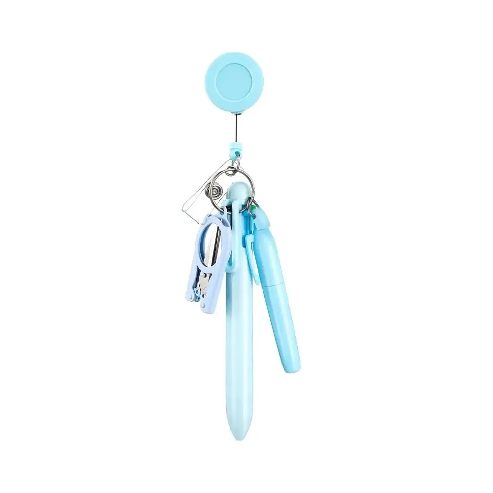 موضة ممرضة مجموعة أقلام ممرضة شارة اكسسوارات صغيرة قابل للسحب الكرة أقلام تمييز شارة كليب سلسلة مفاتيح LED مقص قابل للطي