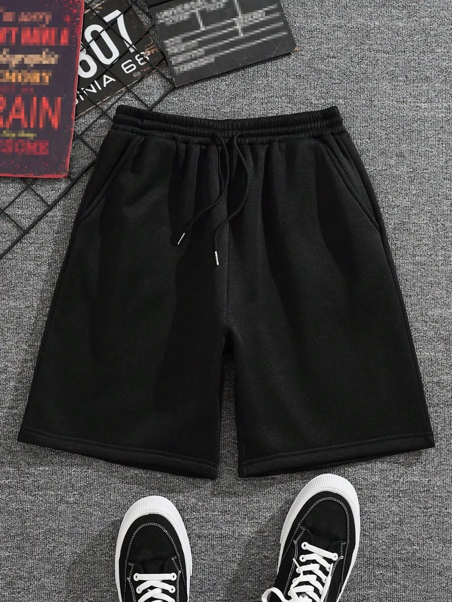 Men Drawstring Waist Track Shorts-Unisex Casual Shorts-L91