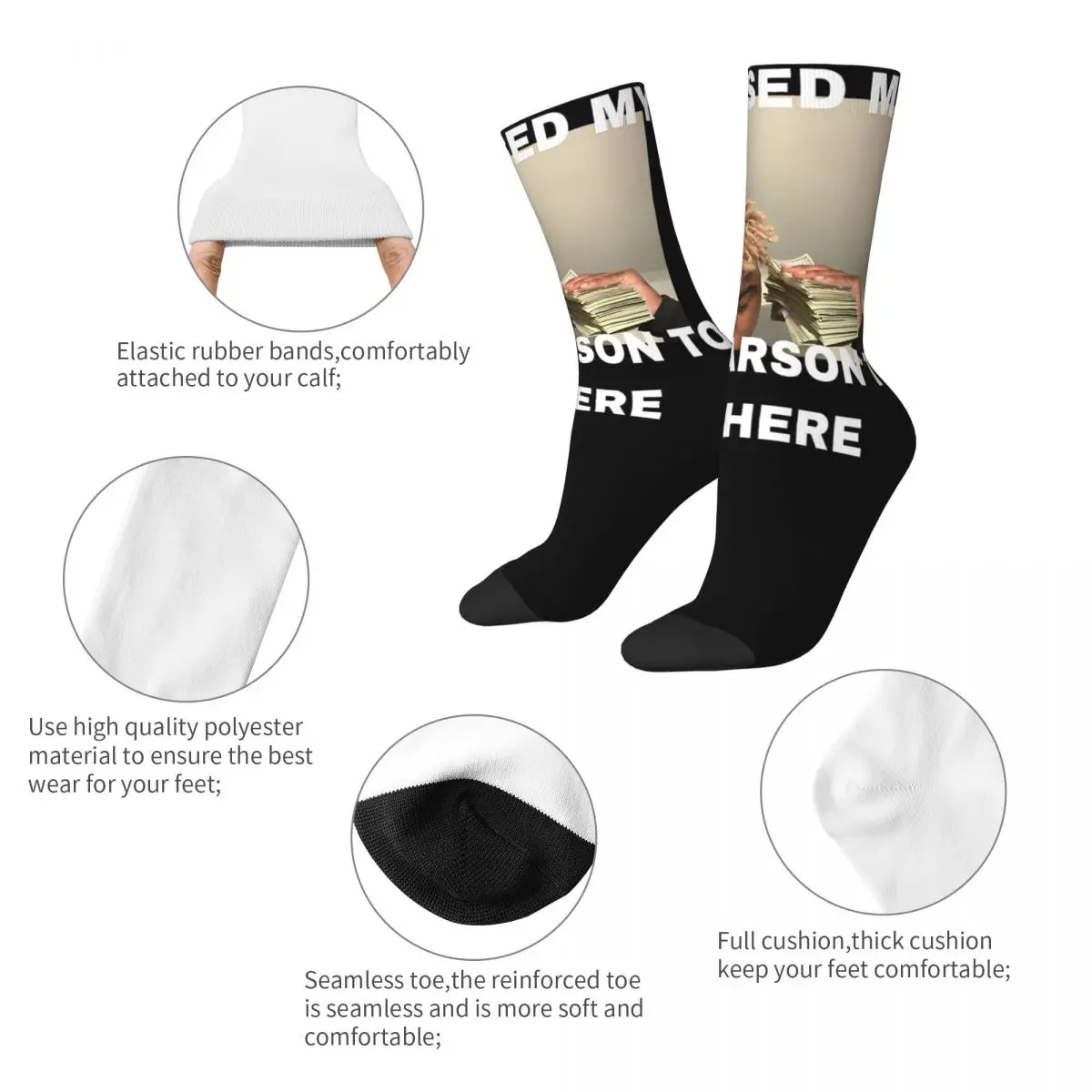 I Paused My Ken Carson To Be Here Design Theme Crew Socks Accessories for Unisex Non-slip Sock