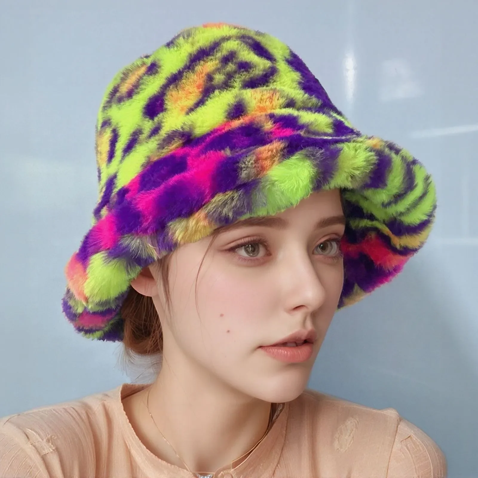 2027 Women's Faux Fur Beret Hat Autumn Winter New British Japanese Style Warm Casual Fashion Student Bucket Cap for Daily Wear
