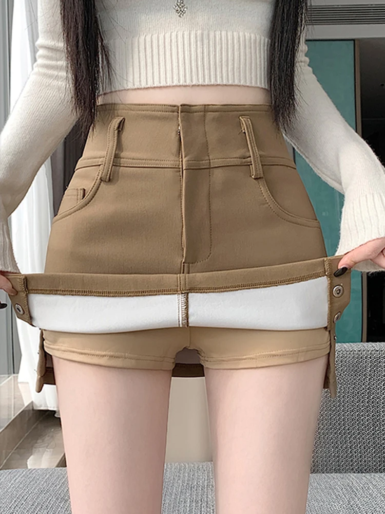 Women autumn and winter retro sexy elastic hip hugging A-line short skirt design sense side slit A-line workwear skirt