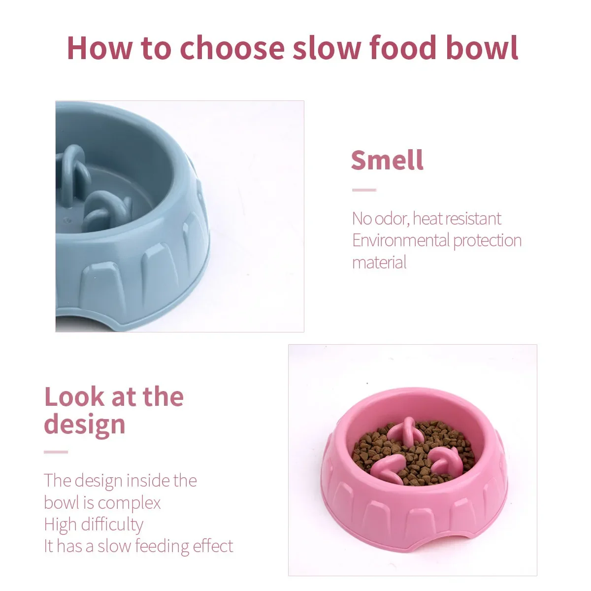 Pet slow food bowl, dog anti-choking, non-slip and anti-overturning slow food basin, small and medium pet products