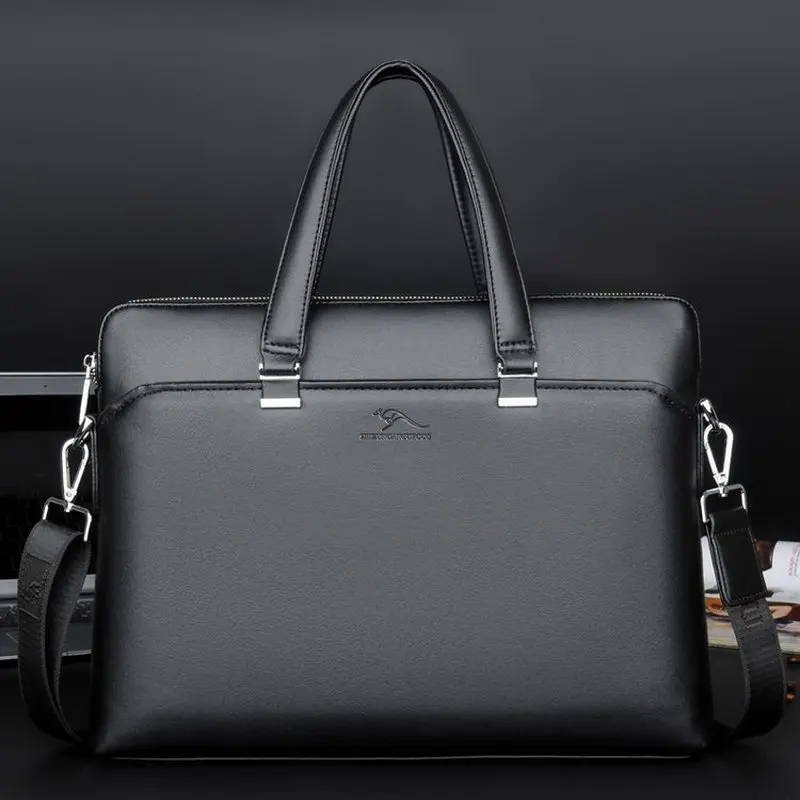 Business Commuter Laptop Bag Men Large Capacity 14 inch Briefcase Men Handbags Luxury PU Leather Crossbody Bags Male Satchels