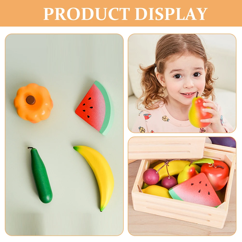 

1 Set Wooden Frame Fruit Toys Fake Food Pretend Play Model Realistic Simulation Playset Lifelike Kids Kitchen Montessori