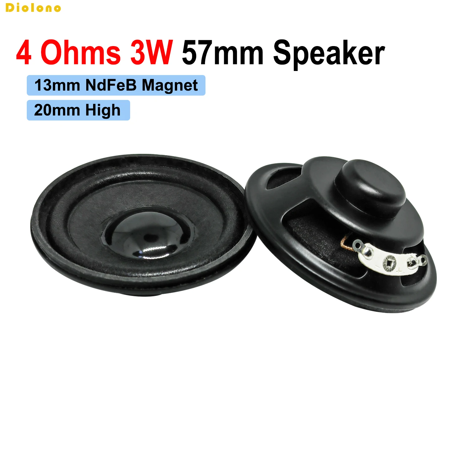 4Ohm 3W Acoustic Speaker 57MM 2.2inch Bass Loudspeaker Black 18 Internal Magnet Black Hat PU Foam Edge