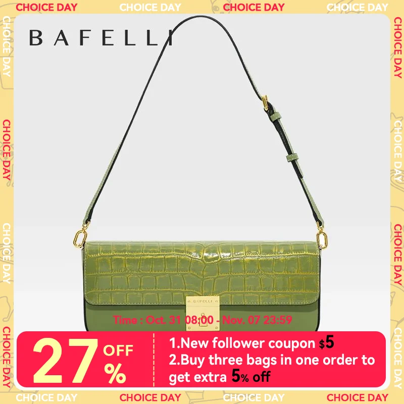 

BAFELLI 2024 NEW WOMEN'S BAGS FASHION TREND EVENING PURSE HANDBAG K GOLD GENUINE LEATHER LUXURY DESIGNER BRAND SHOULDER CLUTCH