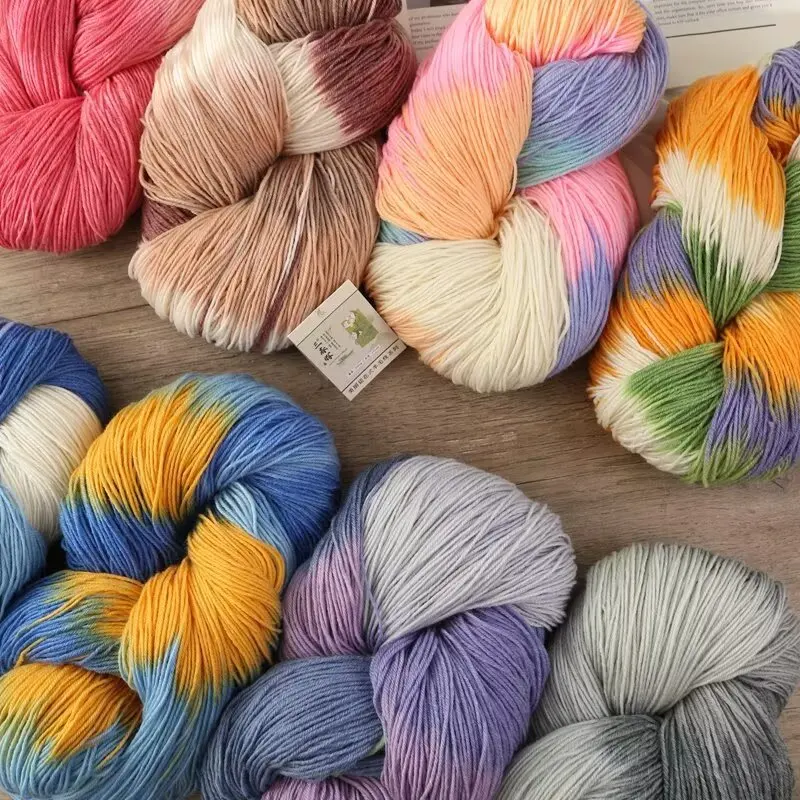 1Pcs hand dye gradual change wool thread segment dye  yarn 250g segment dye gradual change scarf sweater hat hand knitted thread