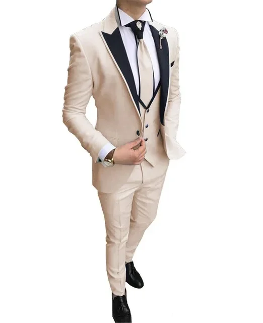 Latest Coat Pant Design Men Suit Slim Fit 3 Piece Tuxedo Prom Wedding Suits Custom Groom Blazer Terno Masculino Bridegroom