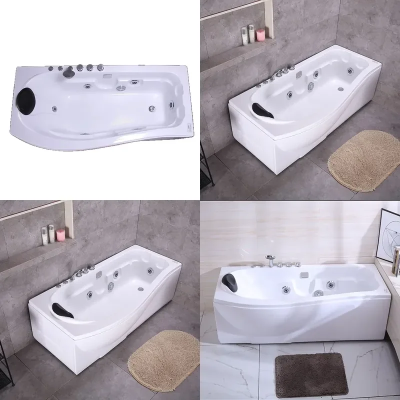 Compact Acrylic Freestanding Bathtub with Thermostatic Massage Jets for Small Bathroom Adult Home Use