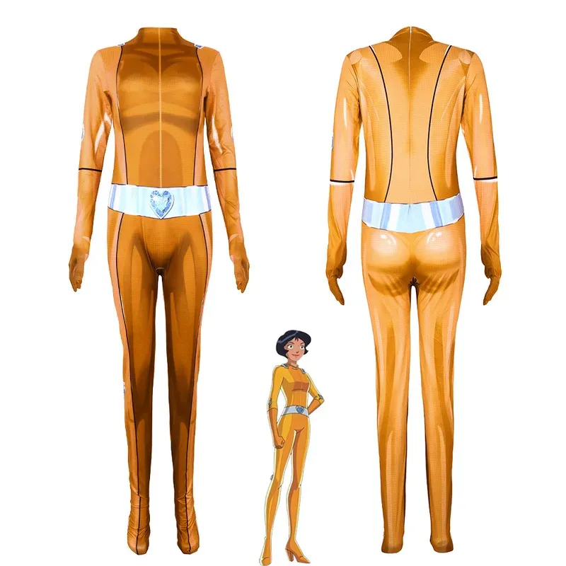Anime Totally Spies Women's Tights Cosplay Costume Superhero Girls Bodysuit Halloween Carnival Party Dress Up Clothing5;c,8'z,6.
