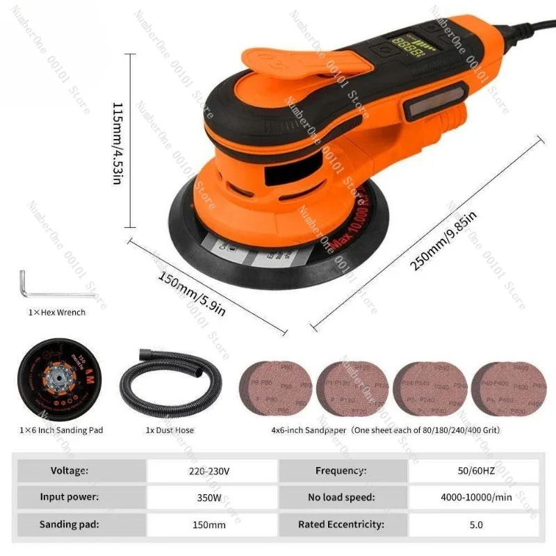 2026 hot sale SucceBuy Random Orbital Sander 350W Brushless 10000 PRM 6 Variable Speed Electric Orbital Sander for Woodworking D