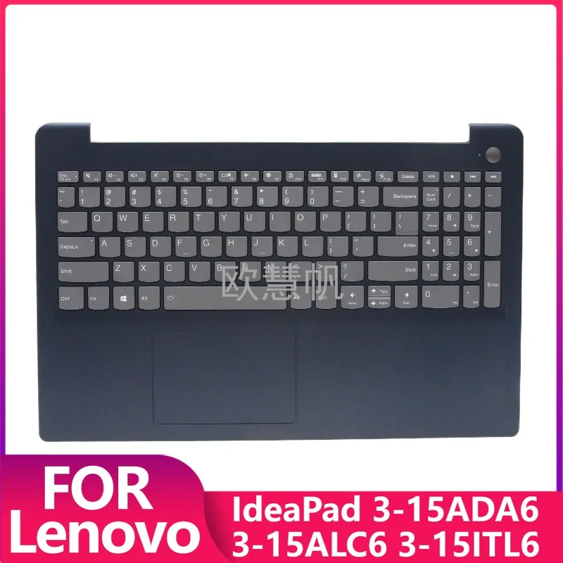 

Новая версия для Lenovo IdeaPad 3-15ADA6 3-15ALC6 3-15ITL6: подставка для рук с клавиатурой с подсветкой (версия с отверстием для сканера отпечатков пальцев) 5CB1B60432, синяя