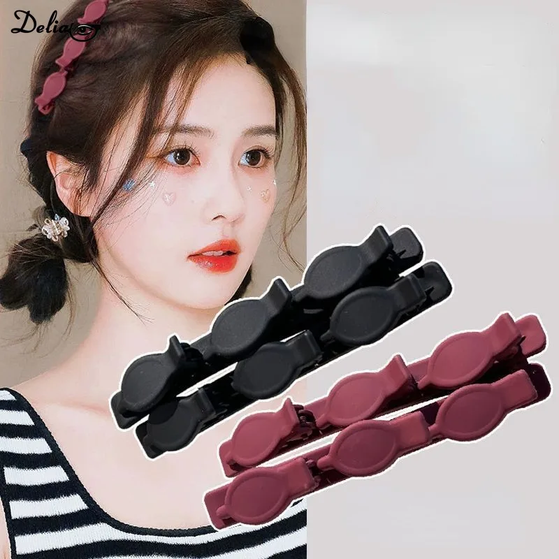 New Solid Color Braided Hair Clips Small Fragrant Hair Clip Shredded Hair Bangs Clip Forehead Flock Braided HairClip Accessory