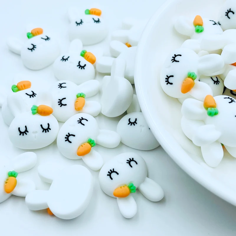 10 Pcs New Cute Resin Mini Cartoon Animal Rabbit Flat Back Cabochon Scrapbook Kawaii DIY Embellishments Decorate Accessories A84