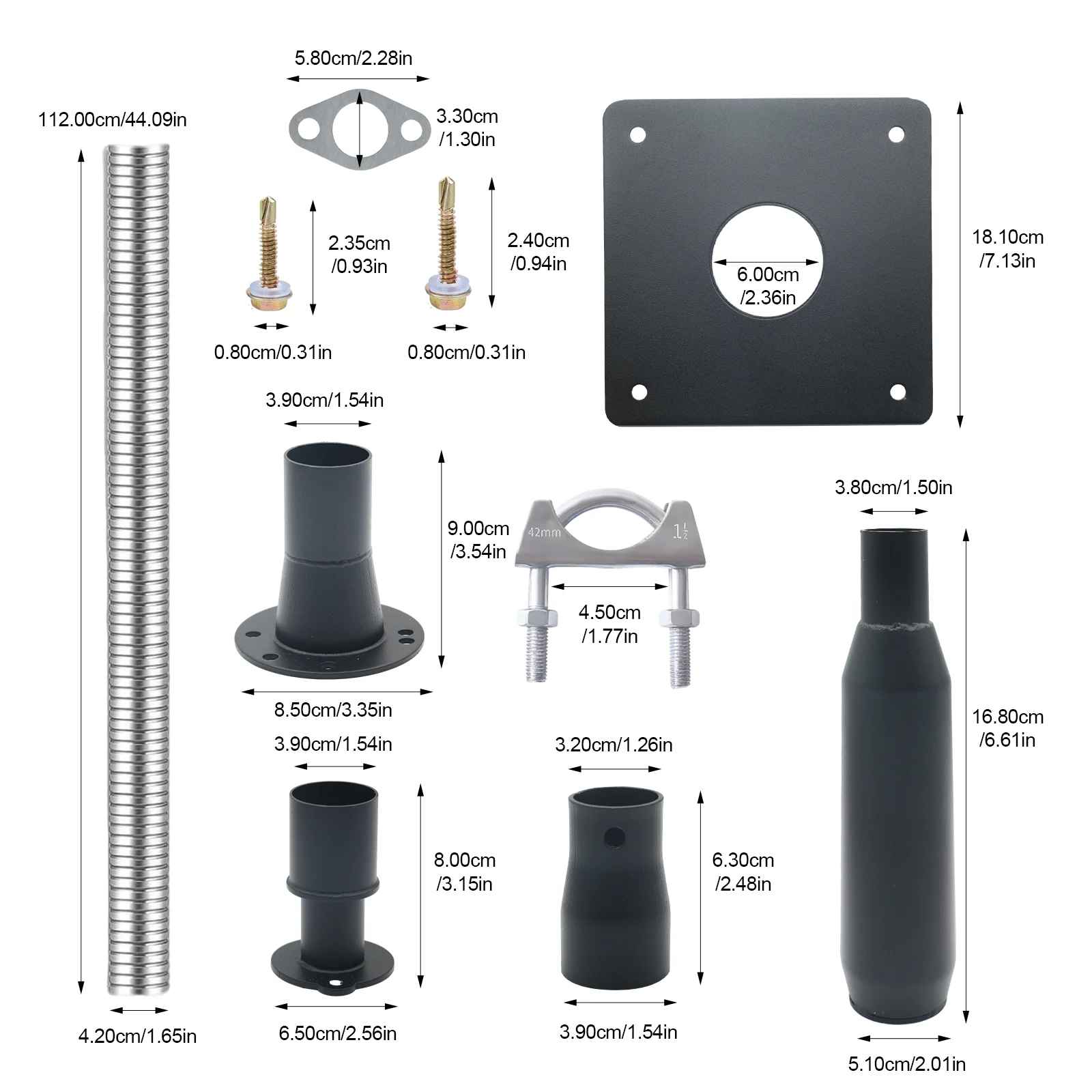 Generator Exhaust Expansion Muffler Kit Wall Mount with Thermal Insulation for Safe Waste Gas Discharge