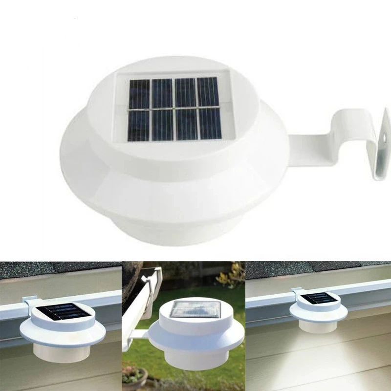 Outdoor  Solar Gutter Lights 3 9 LEDs Fence Light Waterproof Security Lamps For Eaves Garden Landscape Pathway B solar lights