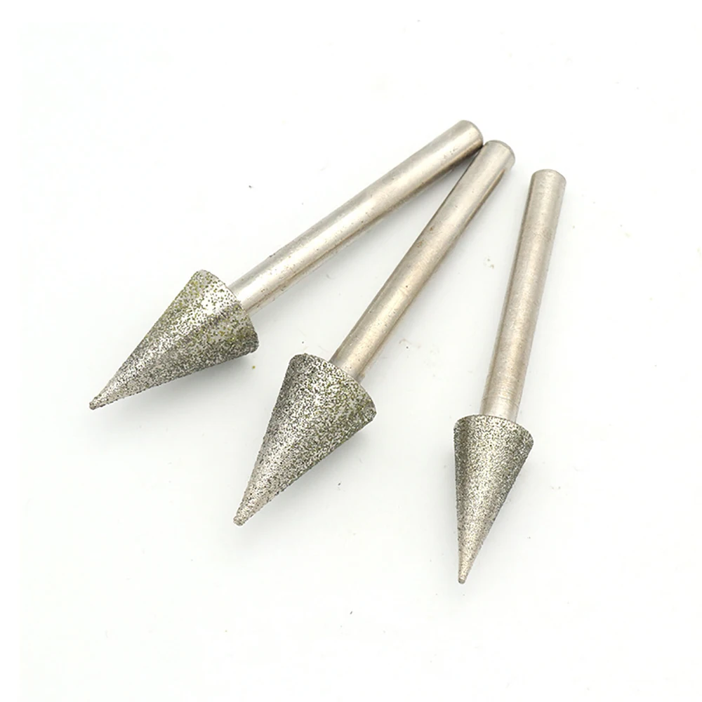 1pc 6-15mm Umbrella Diamond Grinding Head 6mm Shank Pointed Needle Grinding Rod For Stone Jade Engraving Polishing Abrasive Tool