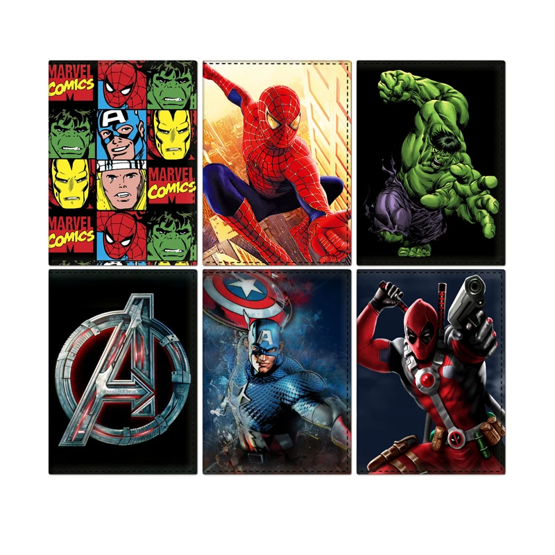 

Superheroes Passport Cover The Avengers Travel Passport Holder Disney Men Credit Card Wallet Ticket Passports Case PU Leather