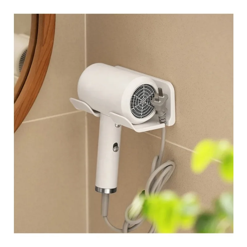 Wall mounted hair dryer bracket, non perforated hair dryer bracket, hair dryer storage rack, white, black image 5