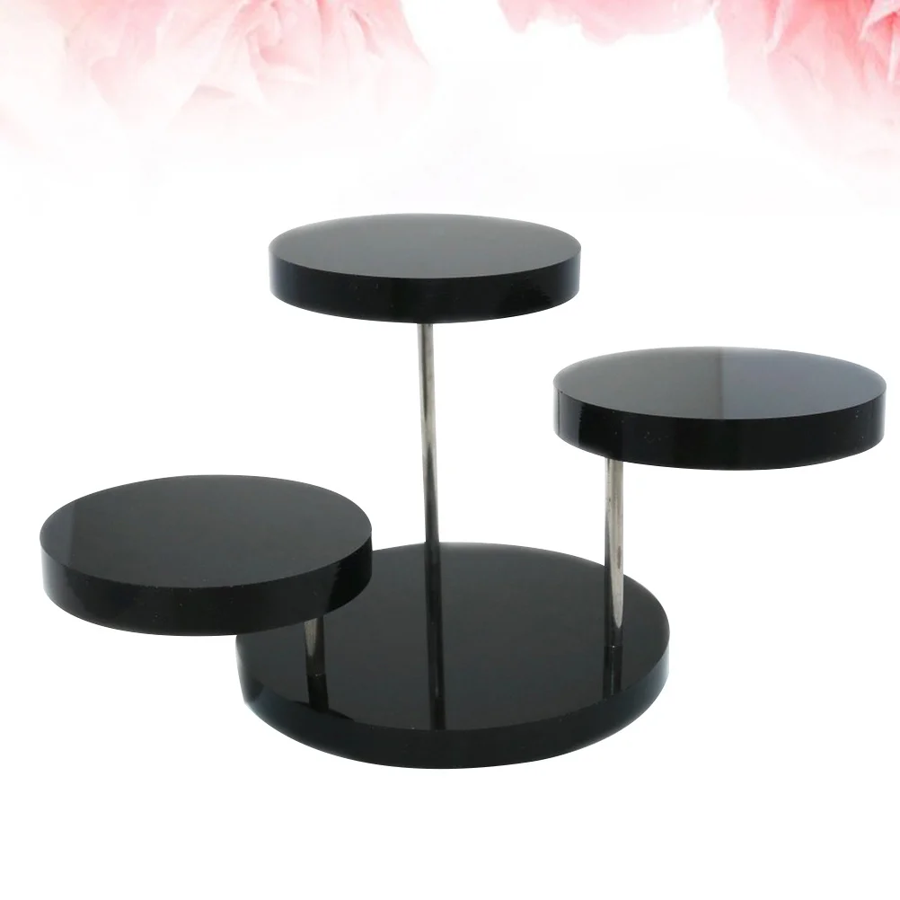 

Black Acrylic Ring Display Stand Three Circular Layers Jewelry Organizer Rotating Jewelry Display Holder Ring Storage Rack