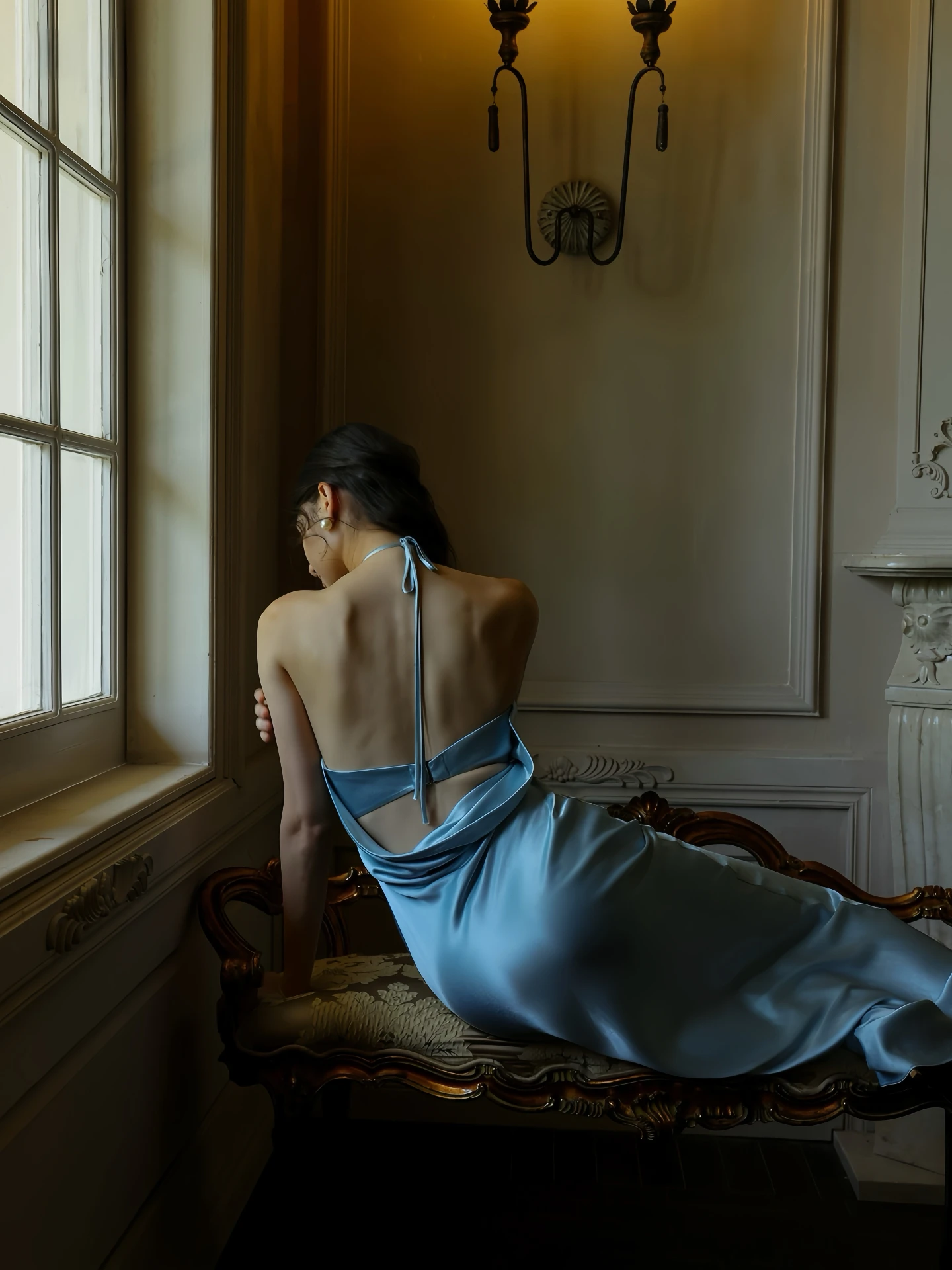 فساتين سهرة زرقاء حورية البحر رسن بدون أكمام بدون ظهر زهرة مطوي زفاف ضيف طويل حفلة كوكتيل فساتين مناسبة رسمية #5