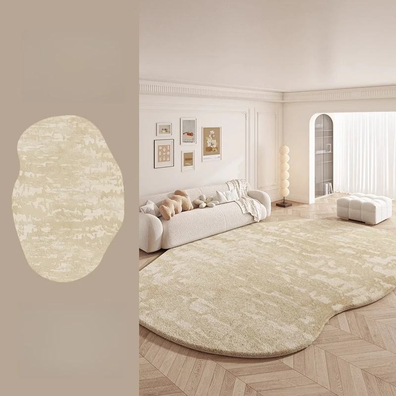 Crème stijl woonkamer decoratie pluche tapijt onregelmatige vormen tapijten voor slaapkamer pluizig zacht lounge vloermat dik nachtkastje tapijt