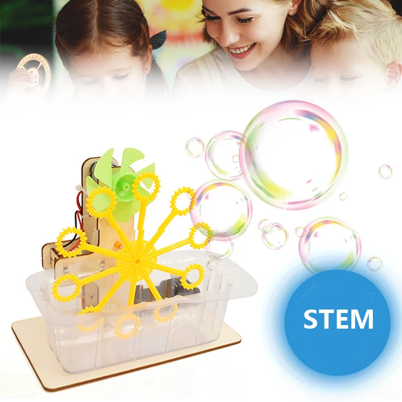 STEM Toys DIY Bubble Machine Assembling Model Material Kits Students Educational Science Experiment Technology Toys for Children