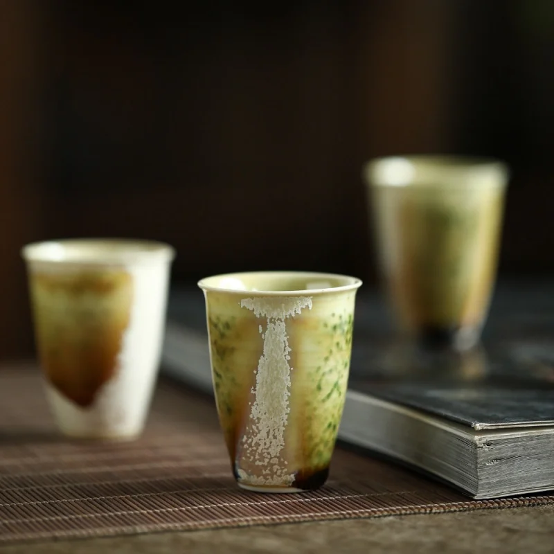 ★Mr. Qing Fresh Green Small Size Coke Cup Jingdezhen Pure Handmade Ceramics Tea Cup Personality Master Cup