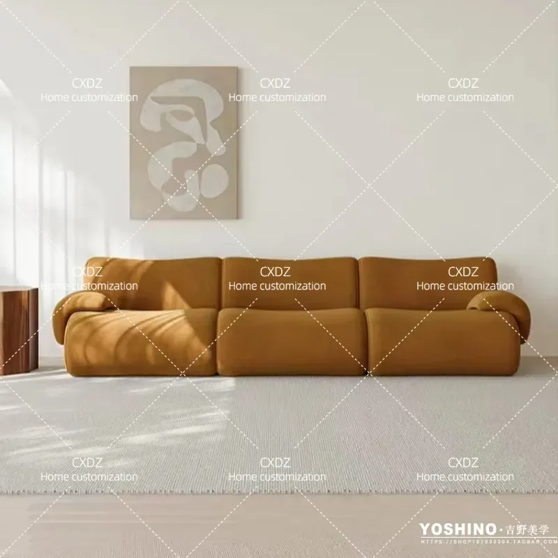 Wabi Sand Wind Medieval Modular Fabric Sofa Small Apartment Living Room Multi-person Without Armrests Black Nordic Fabric