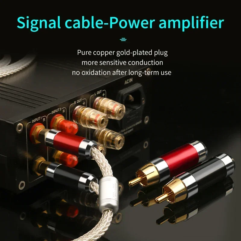 Copper Gold-plated RCA Plug for DIY Hifi Audio DVD Amplifier Signal Cable Accessories