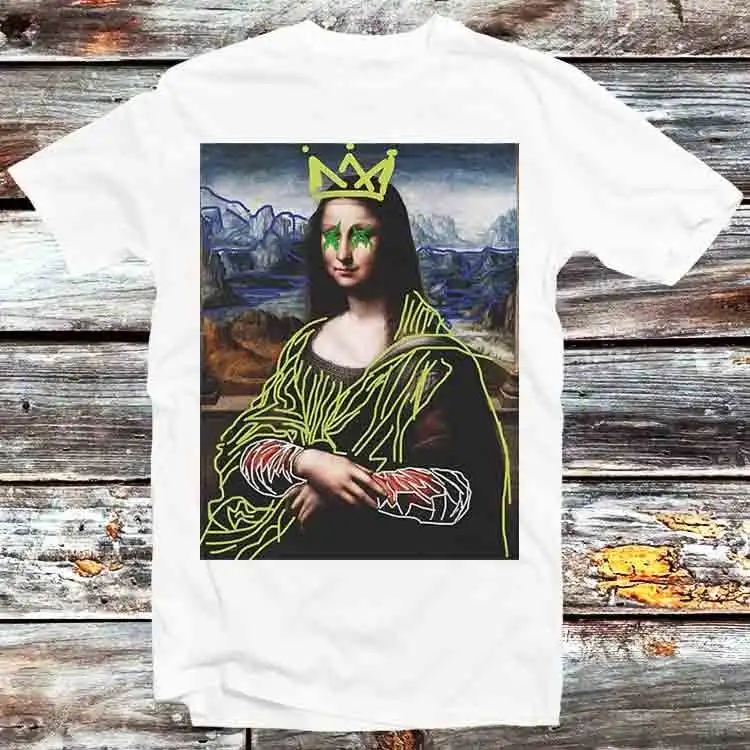 Mona Lisa Graffiti Funny Street T Shirt Vintage Retro Cool Cartoon Anime Top B535