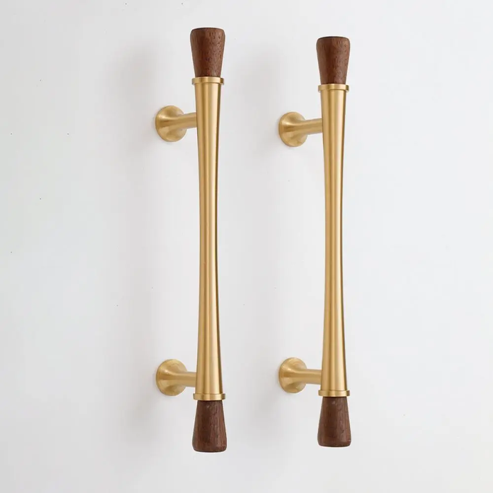 French Retro Style Cabinet Handle Walnut Wood Brass Furniture Pull Drawer Knob For Yingdun Nordic Kitchen Cupboard Hardware