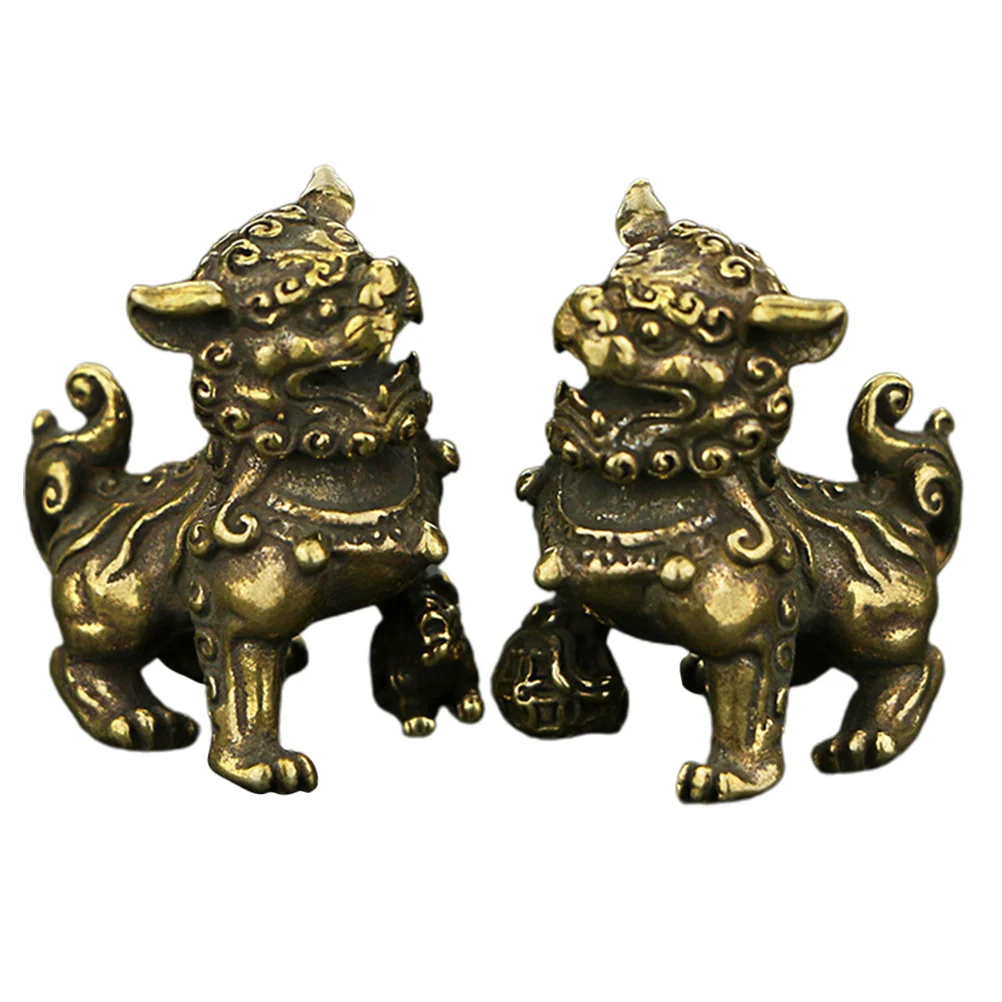 

Lion Decorative Ornaments Desktop Brass Tabletop Statue Chinese Style Decoration