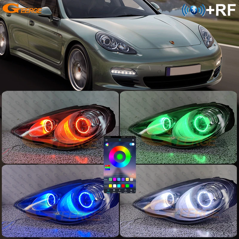 

For Porsche Panamera 970 4S 2009 2010 2011 2012 - 2016 RF Remote Bluetooth App Multi Color RGB Led Angel Eyes Kit Halo Rings