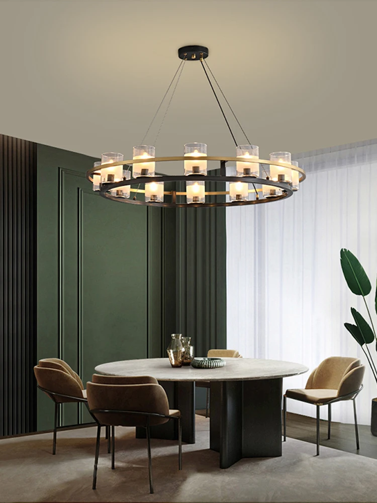 Round All Copper LED Glass Pendant Light, Lustre Living Room, Dining Room Home Ceiling Lighting Decorative Ceiling Lights.