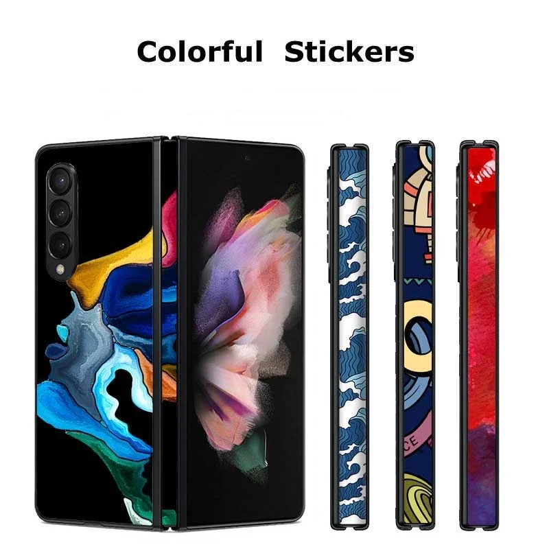 3D Watercolor Oil Paint Anti-Scratch Phone Sticker For SAMSUNG Z Fold6 5 4 5G Back + Side Decal Skin For Galaxy Z Fold 3 2 Wrap