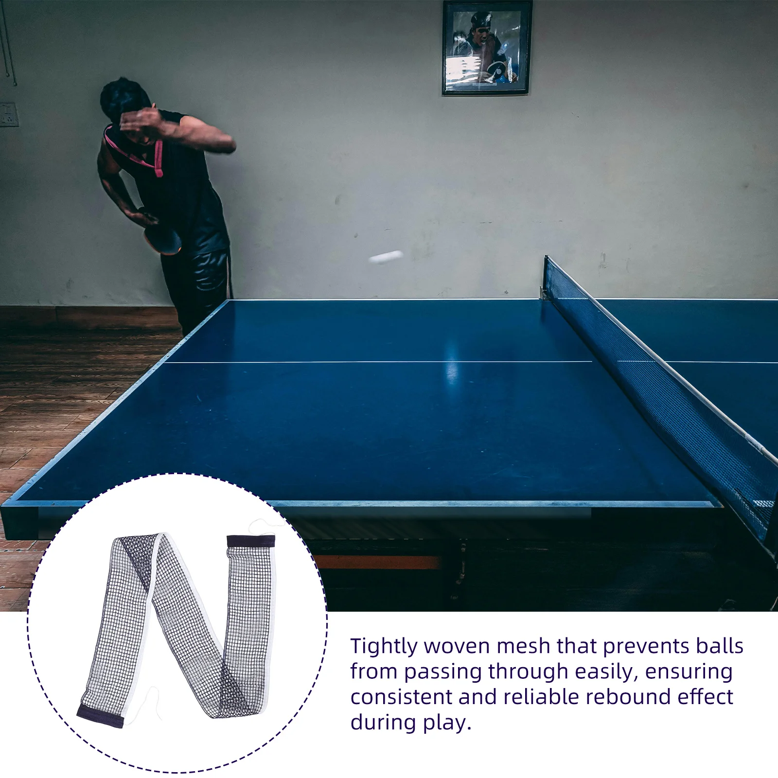 Polyester-Cotton Table Tennis Net Tight Mesh Quick Assembly Portable Foldable Replacement Mesh Net Trainer for Indoor Outdoor