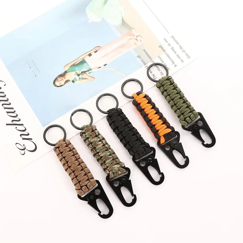 Outdoor Survival Braided Paracord Umbrella rope Buckle Keychain Carabiner Hook