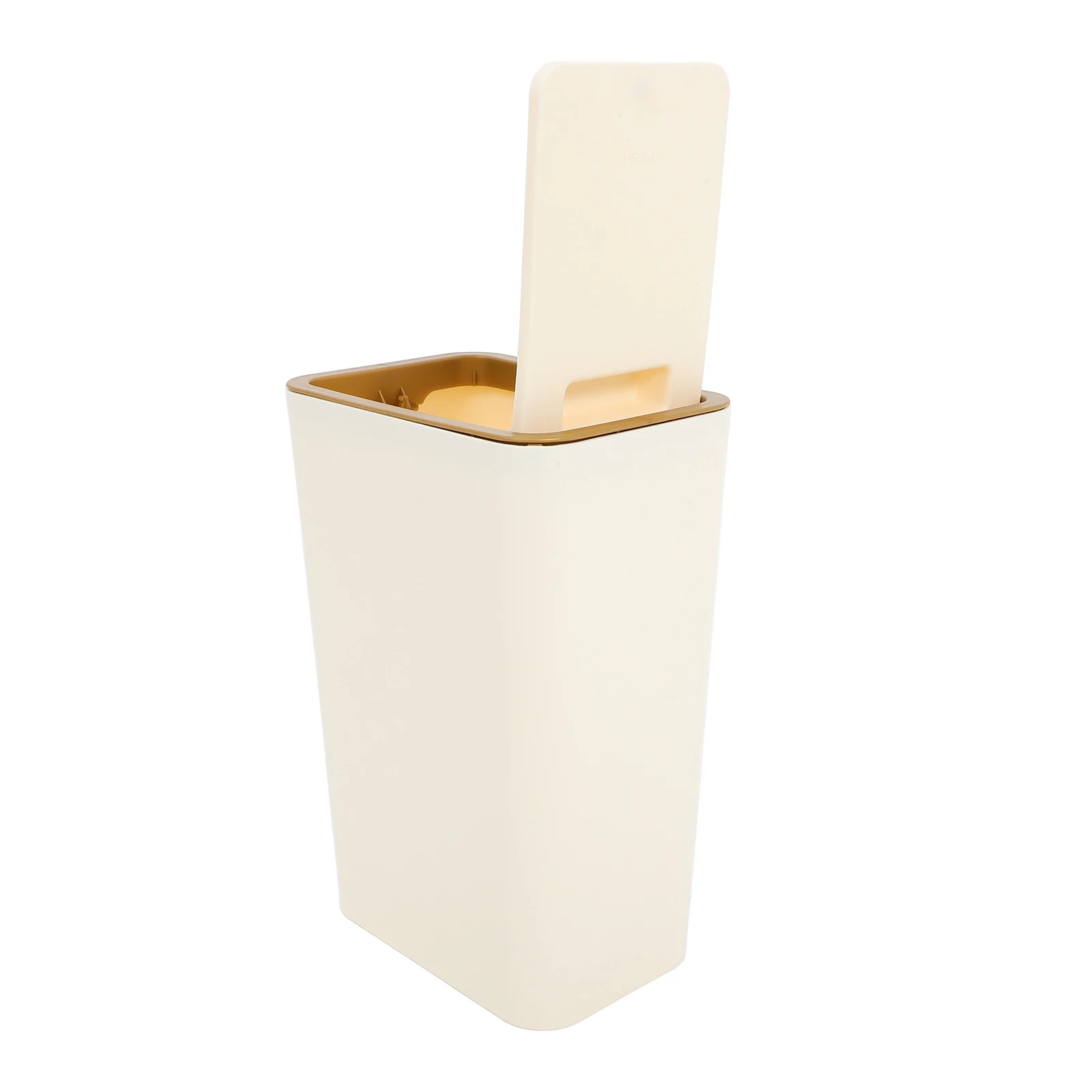 

Press Top Trash Can Plastic Waste Bin Large Capacity Garbage Can For Kitchen Bathroom Bedroom Office Reusable Pp Material