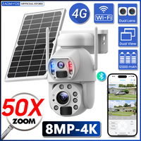 4K 50X ZOOM 8MP Solar Camera 4G SIM 360° Outdoor Dual Lens Human Tracking PIR Night Vision WIFI Battery Security CCTV IP Cameras