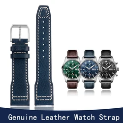 20mm 21mm High Quality Italy Genuine Leather Watchband For IWC Big PILOT Spitfire Watch Cowhide Black brown blue Man Wristband