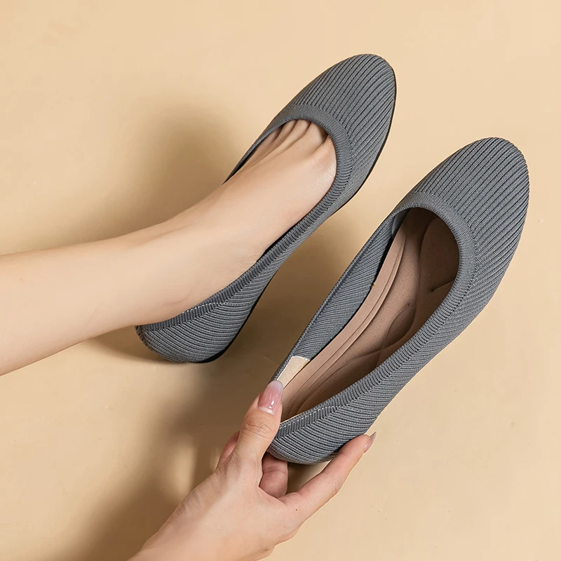 

DIMANYU Women Flat Shoes 2025 New Female Casual Shoes Knitted Round Head Large Size Loafer Shoes Women