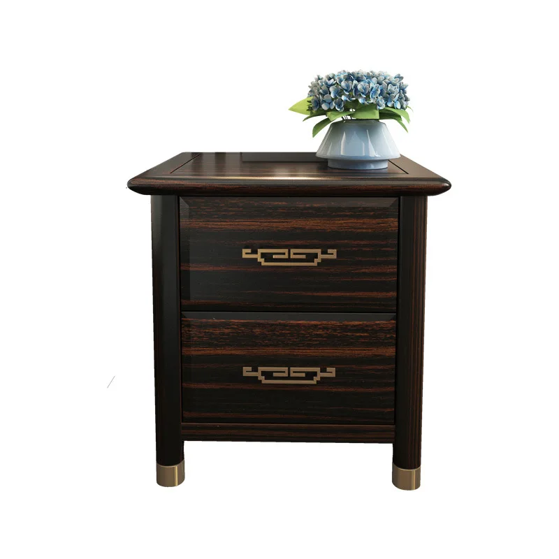 

New Chinese gold silk sandalwood bedside table solid wood frame bedroom home