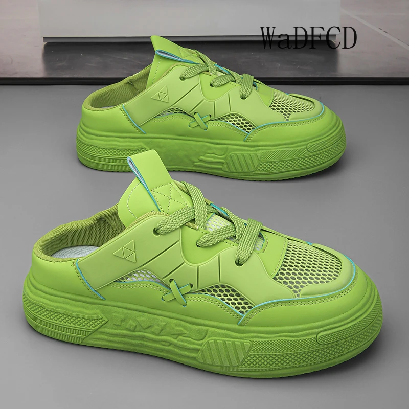 

Sneakers Casual Men Designer Board Shoes Summer Slippers Fashion Leather Fabric Breathable Height Increased Platform Sport Shoes