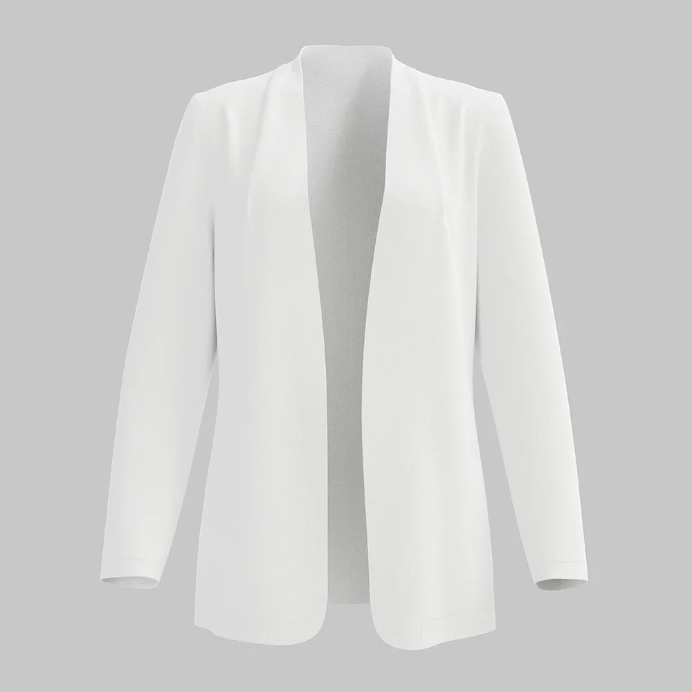 بليزرات موضة الربيع والصيف لائق بلون سادة وأكمام طويلة بغرز مفتوحة سترات مكتب سيدة للنساء