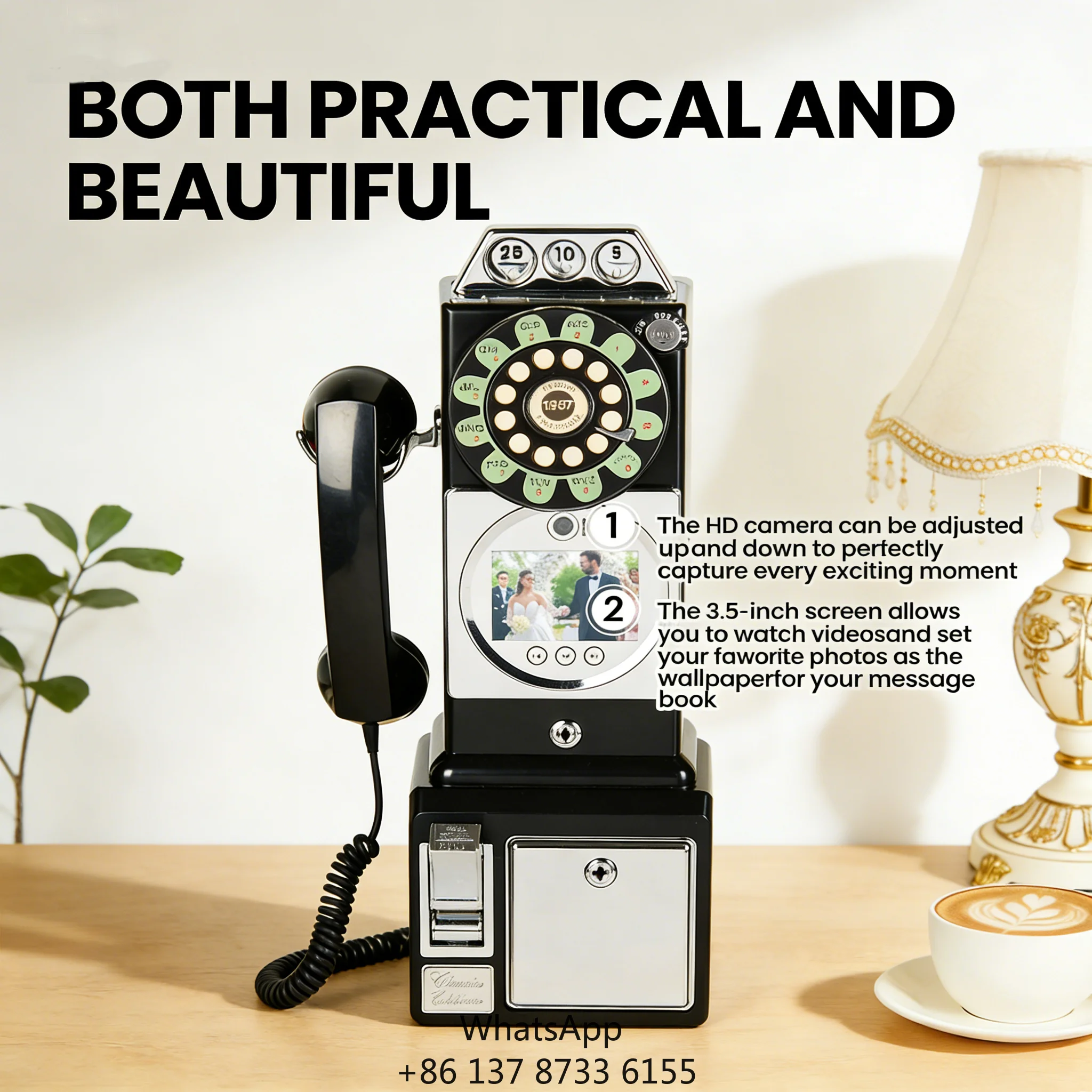

New Arrival Retro Video Guest Book , Wedding Guest Video Message & Blessing Recorder , Phone With Photo Function