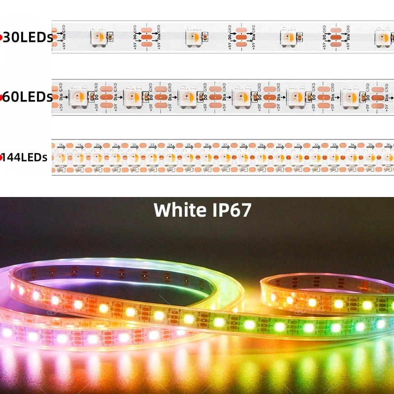 DC5V SK6812 RGBW/RGBWW Led Strip Light 4 in 1 WS2812B 30/60/144Leds/m Individual Addressable IC Smart Led Pixel Light IP30/65/67