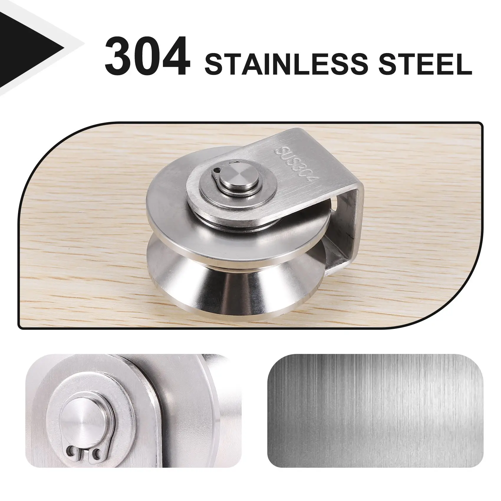 A56XQ 2 Inch V Type Pulley Roller 304 Stainless Steel Sliding Gate Roller Wheel Bearing for Material Handling and Moving